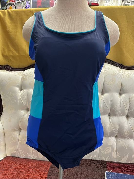 Lands' End Other - Lands' End Navy with Bright Blue & Aqua Colorblock One-Piece Swimsuit NWOT